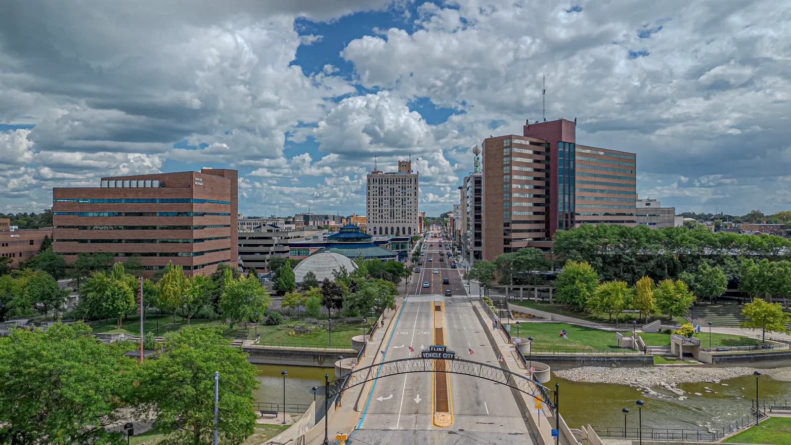 Flint, Michigan downtown and business district