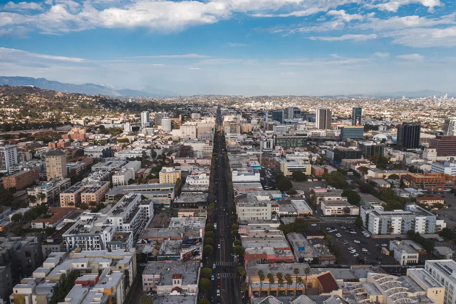 Stunning aerial view of Glendale, showcasing downtown's skyline on a bright day.
