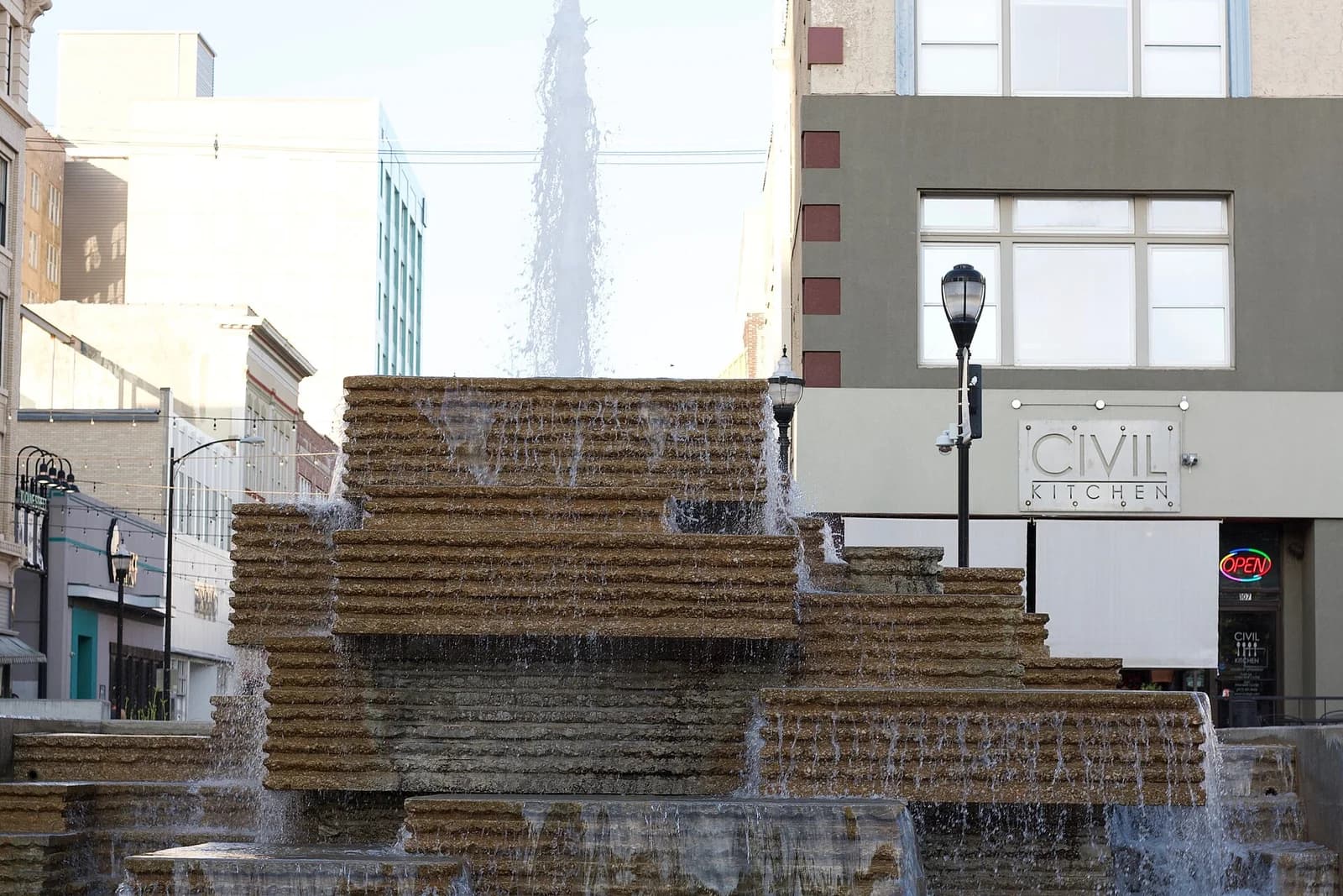 The fountain on Park Central Square in downtown Springfield, Missouri