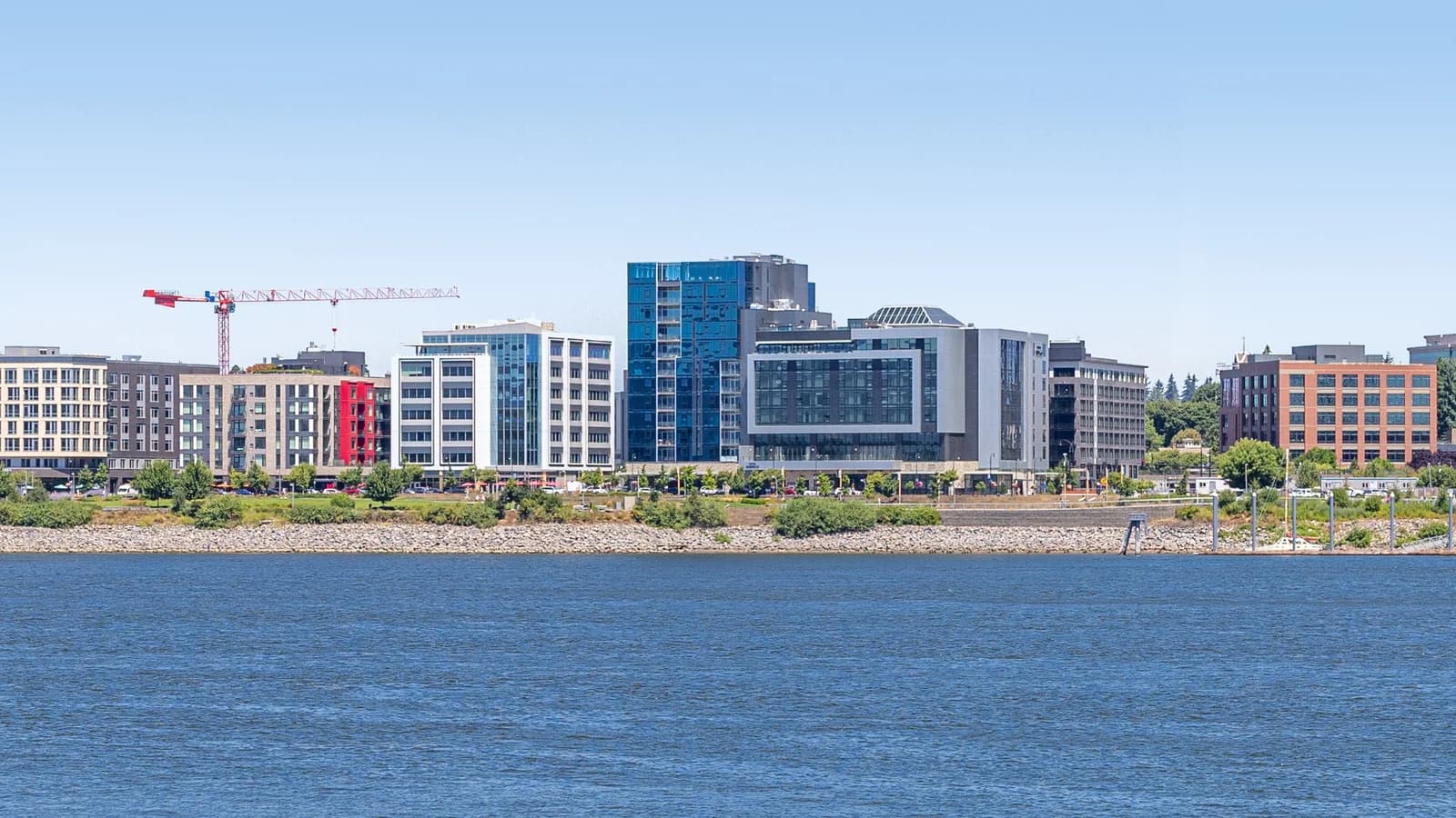 The Vancouver, Washington waterfront development seen across the Columbia River