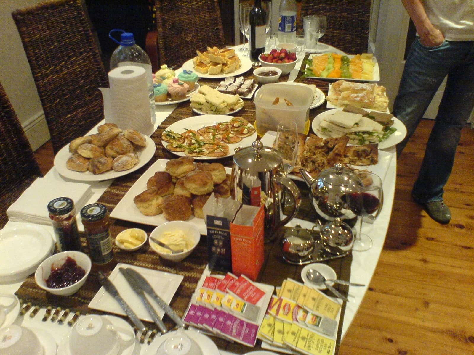 Catering buffet spread with prepared dishes ready for service