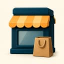 Storefront and shopping bag representing delivery from any store