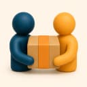 Two people handing a package from one to the other